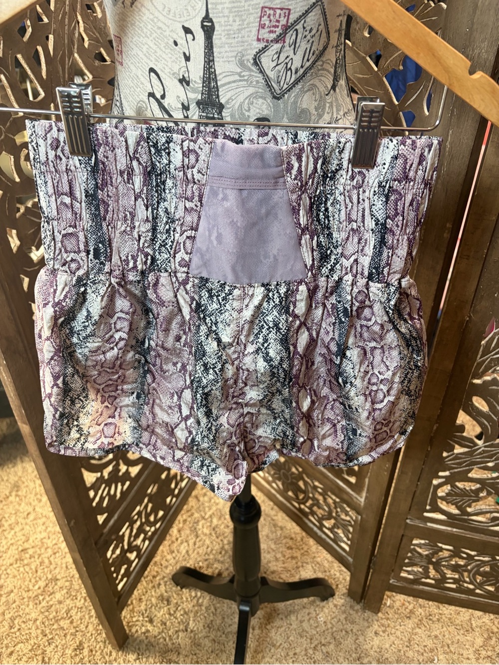 Python-Print Flowy Shorts - Purple - Picture 2 of 3